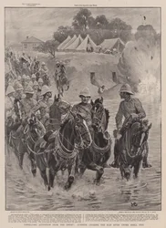 Ongewenste Aandacht van de Vijand, Kanonniers die de Klip Rivier oversteken onder Granaatvuur